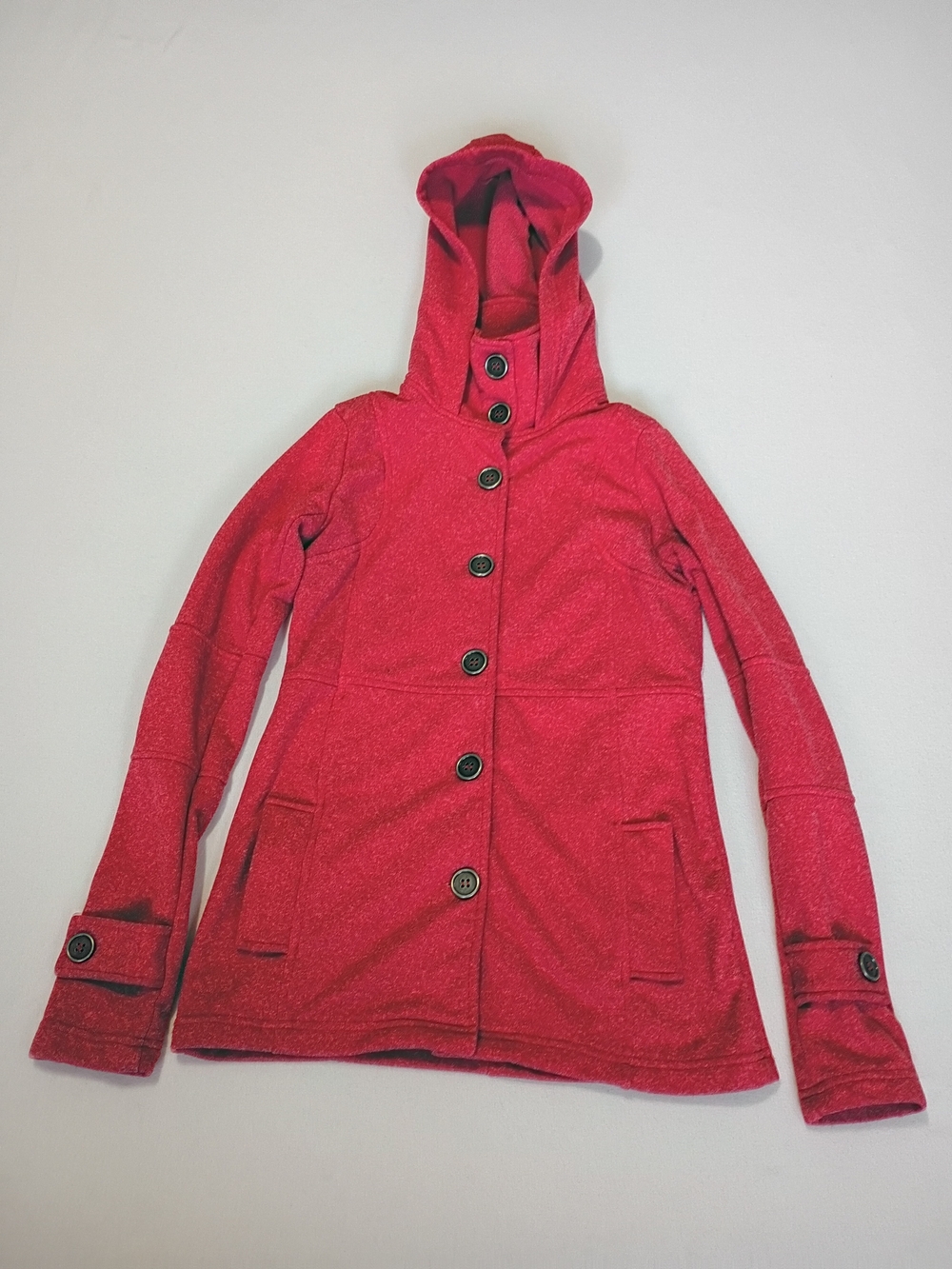 Ashley by 26 International Red Orange High Neck Hooded Peacoat Fleece Jacket Sm